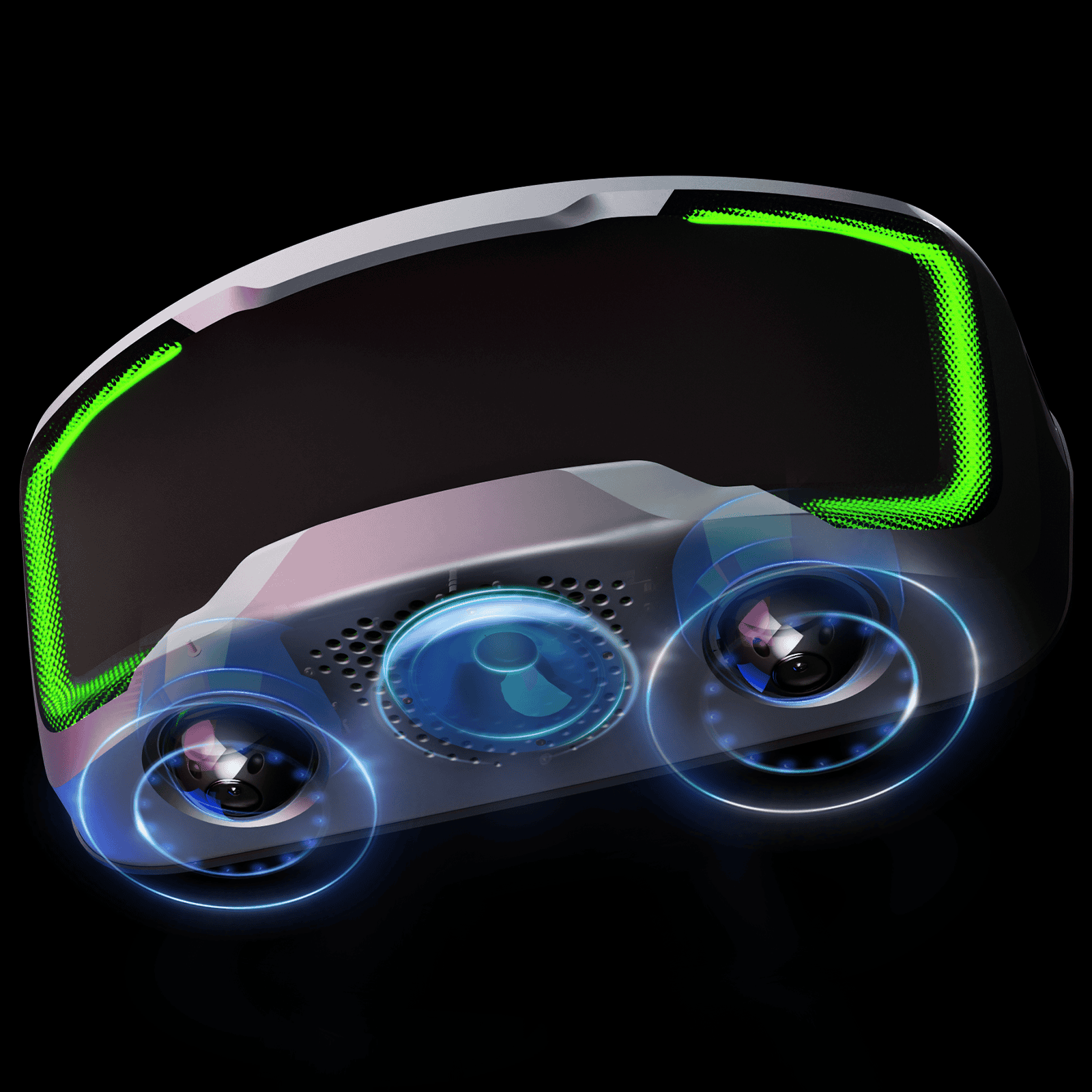 ROSA AI security unit with wide-view cameras and LED messaging panel